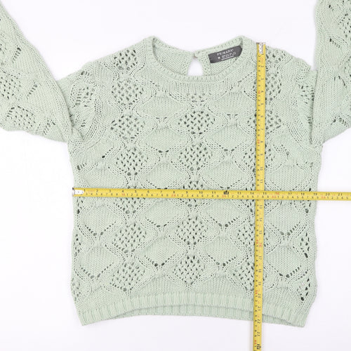 Primark Women’s Green Open-Knit Cotton Blend Jumper Size 12