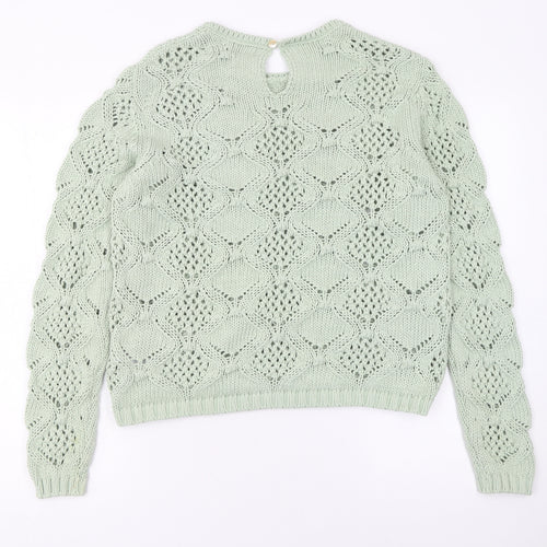 Primark Women’s Green Open-Knit Cotton Blend Jumper Size 12