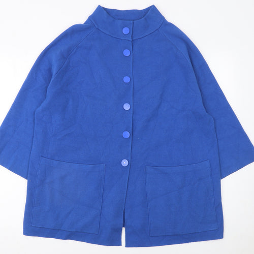 Alice Collins Women's Blue Size 16 High Neck Cape Knit Jumper
