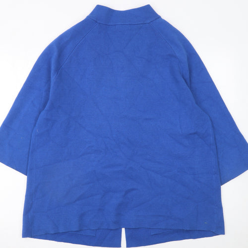 Alice Collins Women's Blue Size 16 High Neck Cape Knit Jumper
