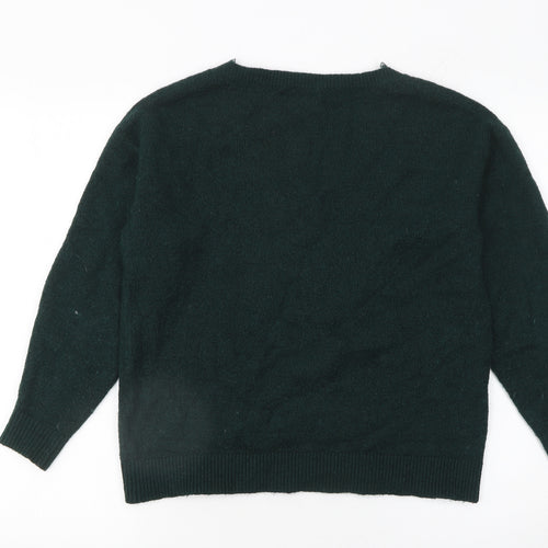 &et Women's Green V-Neck Pullover Jumper Size 10 Classic Knit