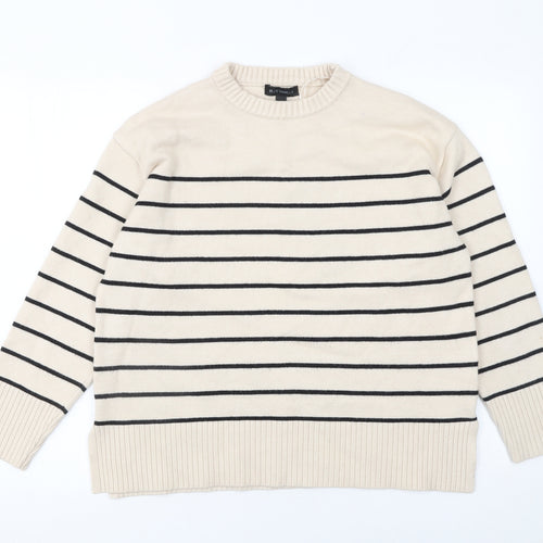 Blue Vanilla Women’s Beige Striped Crew Neck Knit Jumper Size L