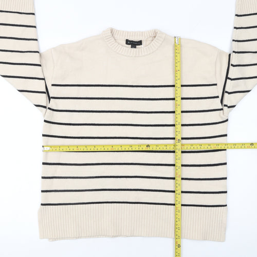 Blue Vanilla Women’s Beige Striped Crew Neck Knit Jumper Size L