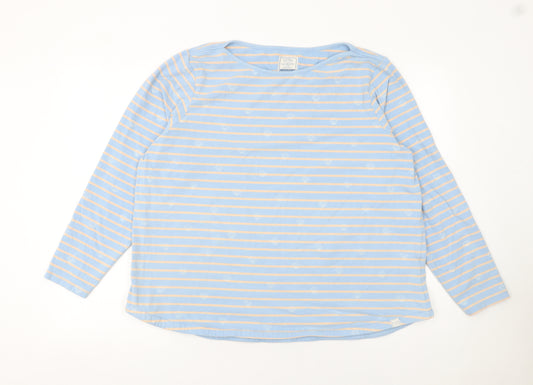 Fat Face Women Blue Striped Nautical Cotton Long Sleeve T-Shirt Size 22