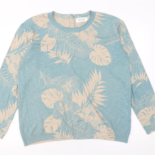 Indi & Cold Women's Blue Floral Lightweight Pullover Jumper Size M