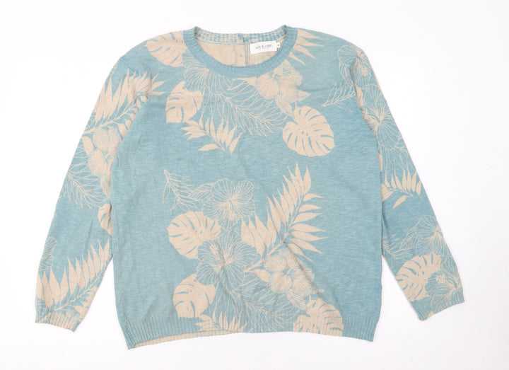 Indi & Cold Women's Blue Floral Lightweight Pullover Jumper Size M