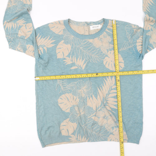 Indi & Cold Women's Blue Floral Lightweight Pullover Jumper Size M