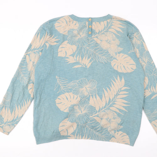 Indi & Cold Women's Blue Floral Lightweight Pullover Jumper Size M