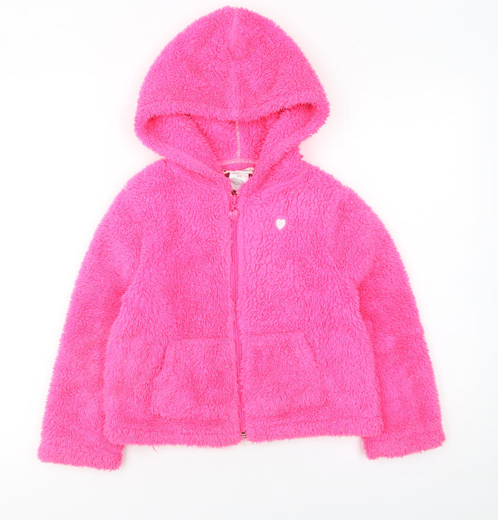 Nula Bug Girls Pink Faux Fur Full Zip Hoodie 5-6 Years