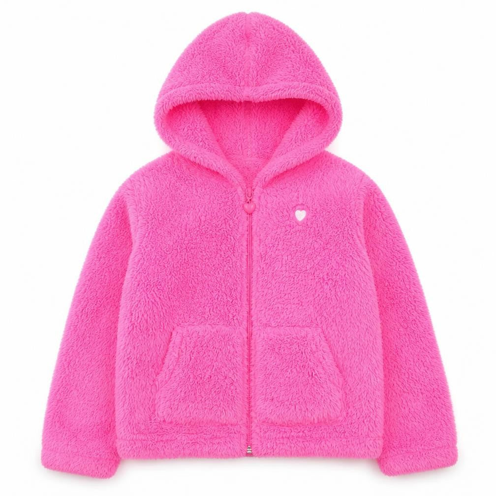 Nula Bug Girls Pink Faux Fur Full Zip Hoodie 5-6 Years