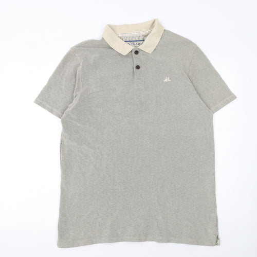 Mantaray Men's Beige Cotton Short Sleeve Polo Shirt Size L