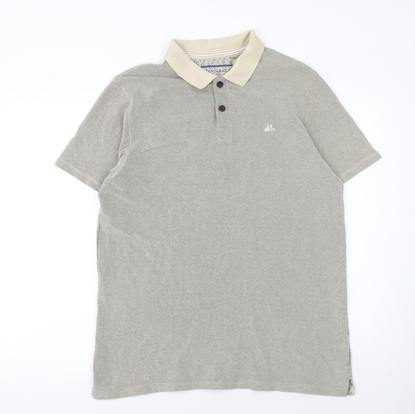 Mantaray Men's Beige Cotton Short Sleeve Polo Shirt Size L