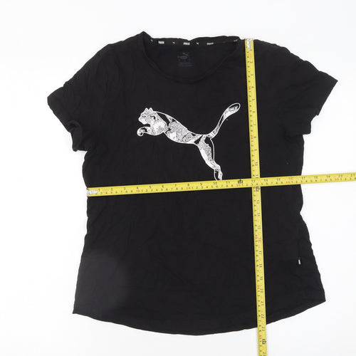 Puma Womens Black Cotton Sports T-Shirt Size L