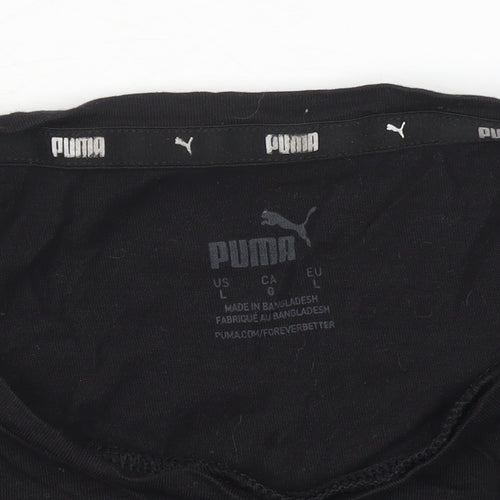 Puma Womens Black Cotton Sports T-Shirt Size L
