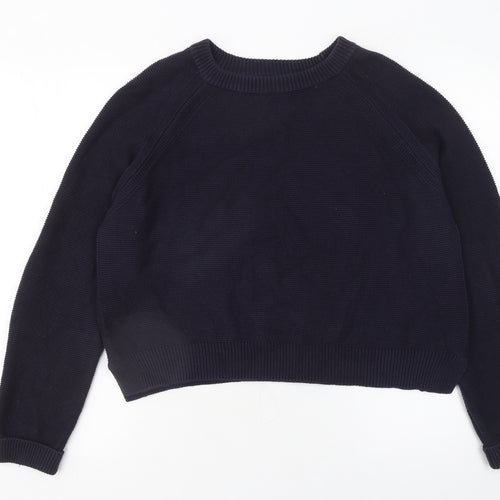 French Connection Women’s Blue Cotton Crew Neck Jumper XL