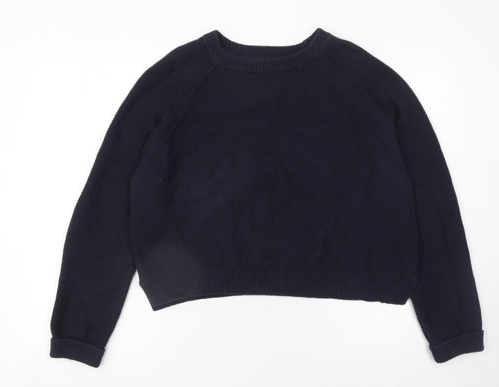 French Connection Women’s Blue Cotton Crew Neck Jumper XL