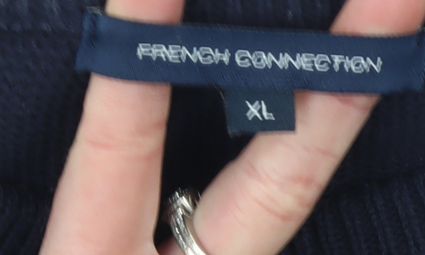 French Connection Women’s Blue Cotton Crew Neck Jumper XL