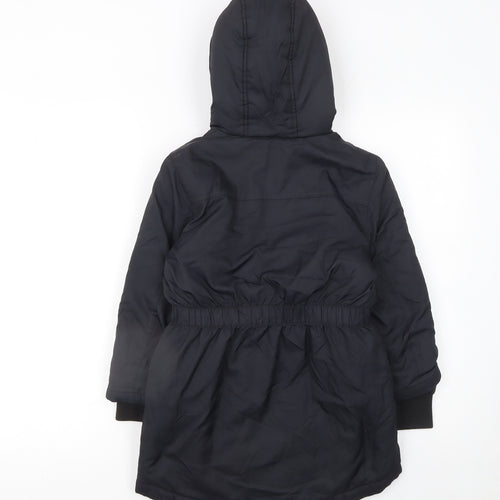 Bluezoo Girls Black Faux Fur Hooded Parka Coat Age 7-8 Years Winter Jacket