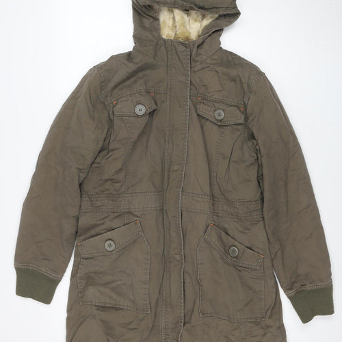 A|wear Women’s Brown Faux Fur Trim Hooded Parka Coat Size 16