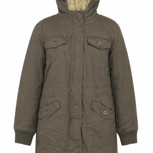A|wear Women’s Brown Faux Fur Trim Hooded Parka Coat Size 16