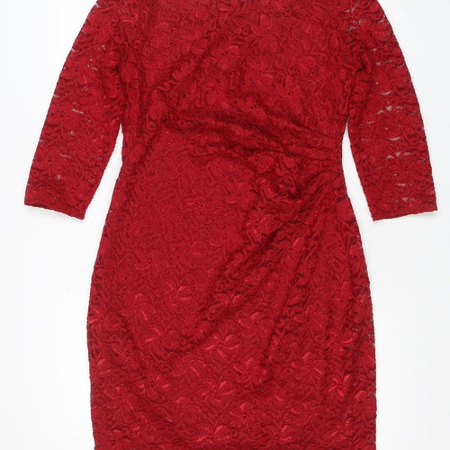 Dorothy Perkins Women’s Red Lace Bodycon Dress Size 14