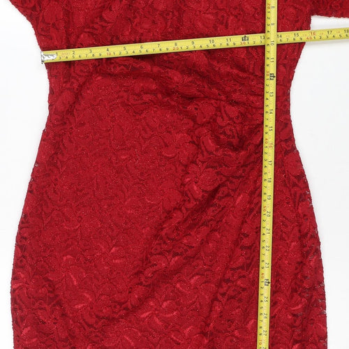 Dorothy Perkins Women’s Red Lace Bodycon Dress Size 14