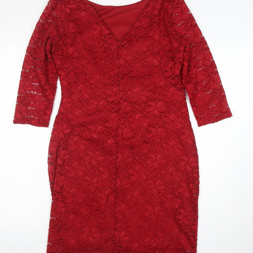 Dorothy Perkins Women’s Red Lace Bodycon Dress Size 14