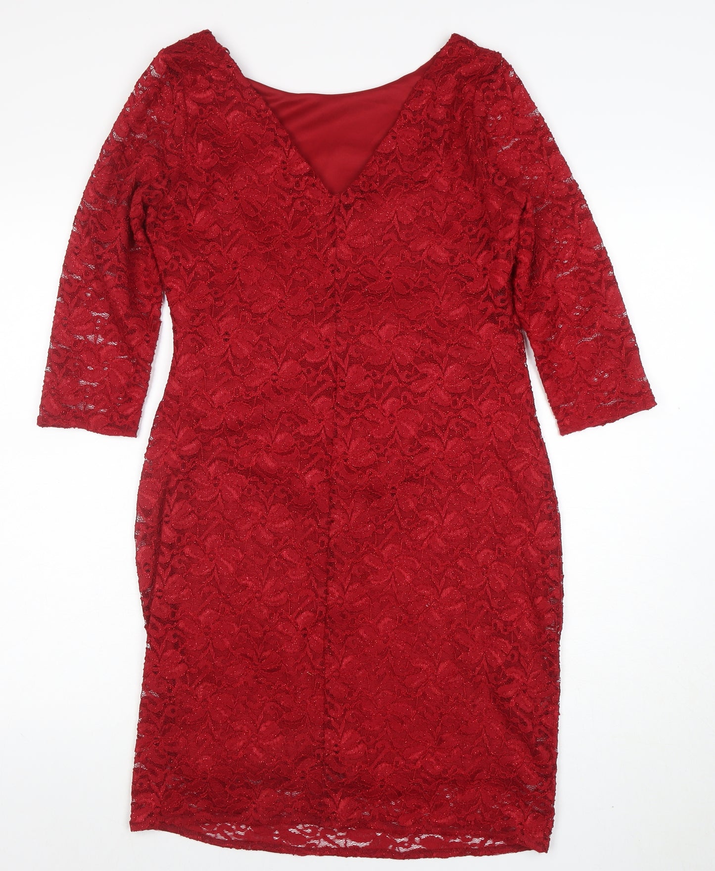 Dorothy Perkins Women’s Red Lace Bodycon Dress Size 14