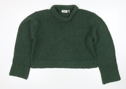 Weekday Women's Green Chunky Knit Wool Blend High Neck Jumper Size M
