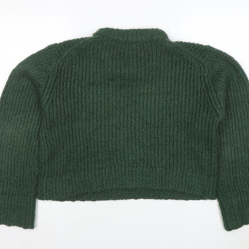Weekday Women's Green Chunky Knit Wool Blend High Neck Jumper Size M