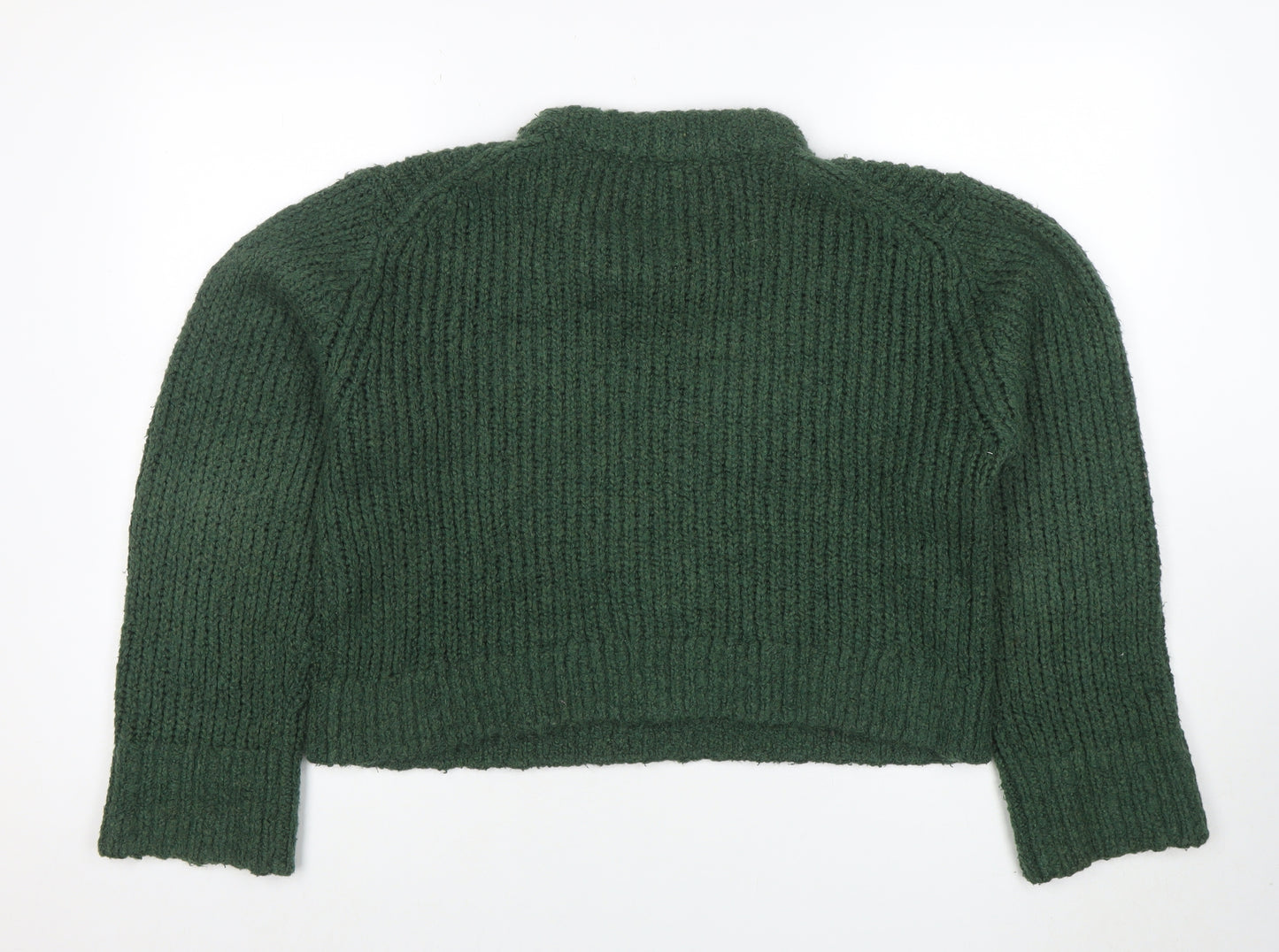 Weekday Women's Green Chunky Knit Wool Blend High Neck Jumper Size M