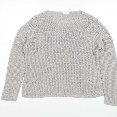 Marks and Spencer Women’s Grey Cotton Acrylic Chunky Knit Jumper Size 14