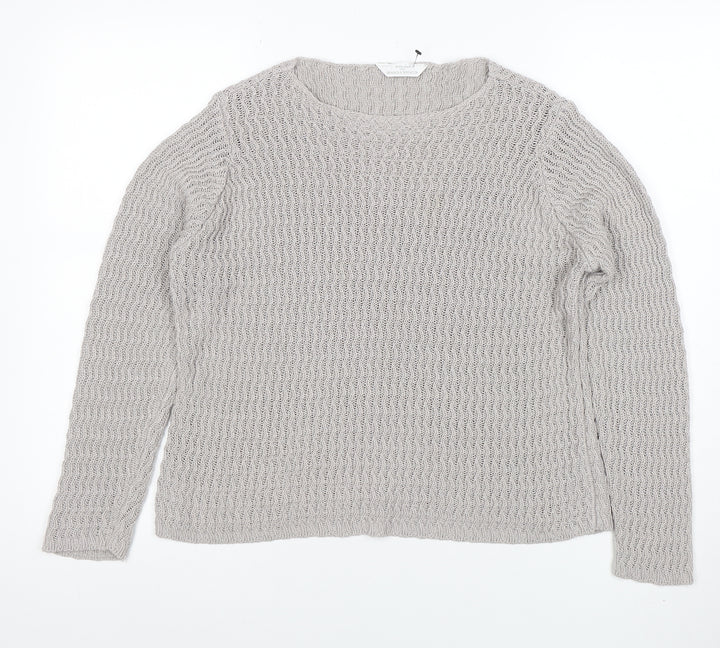Marks and Spencer Women’s Grey Cotton Acrylic Chunky Knit Jumper Size 14