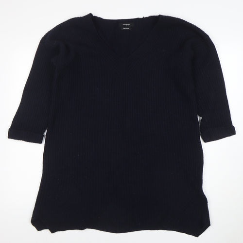 Marks and Spencer Women’s Black Wool Blend V-Neck Pullover Jumper Size 14