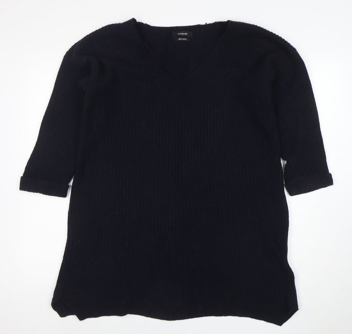 Marks and Spencer Women’s Black Wool Blend V-Neck Pullover Jumper Size 14