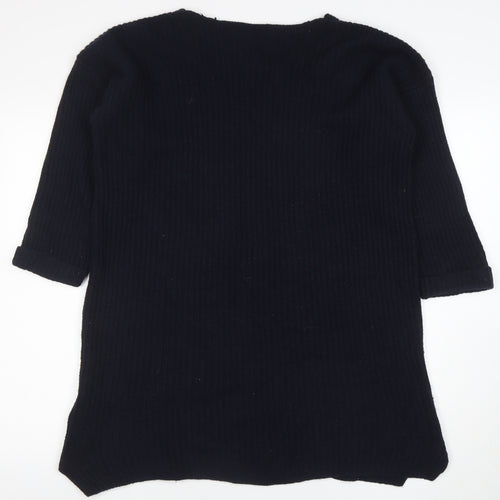 Marks and Spencer Women’s Black Wool Blend V-Neck Pullover Jumper Size 14