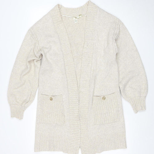 The Other World Women’s Beige Wool Blend Long Sleeve Cardigan S