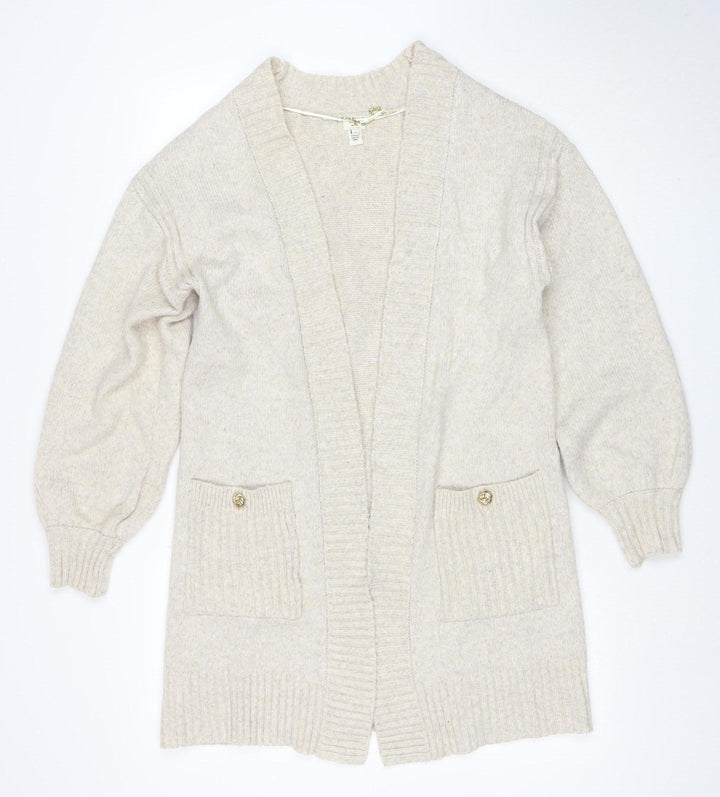The Other World Women’s Beige Wool Blend Long Sleeve Cardigan S