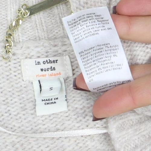The Other World Women’s Beige Wool Blend Long Sleeve Cardigan S