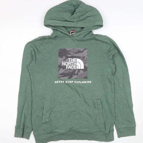 The North Face Boys Green Pullover Hoodie XXL Cotton Adventure Graphic