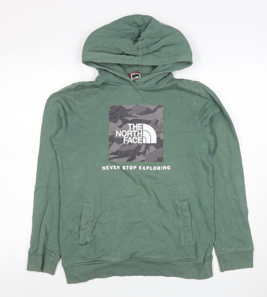 The North Face Boys Green Pullover Hoodie XXL Cotton Adventure Graphic