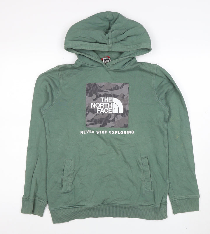 The North Face Boys Green Pullover Hoodie XXL Cotton Adventure Graphic