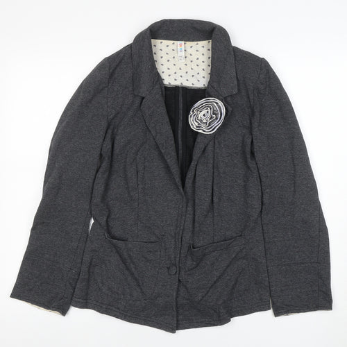 Denim Co Women's Grey Blazer UK 8 Regular Fit One-Button Jacket