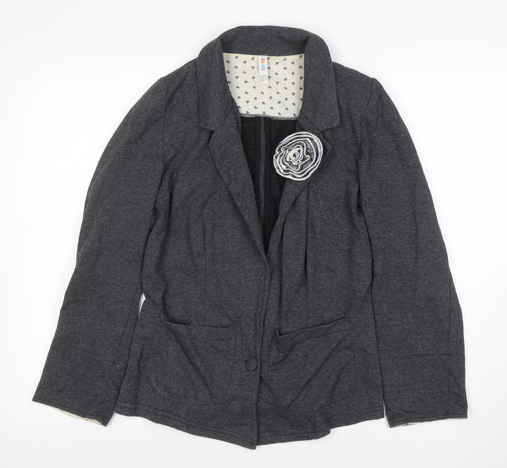 Denim Co Women's Grey Blazer UK 8 Regular Fit One-Button Jacket