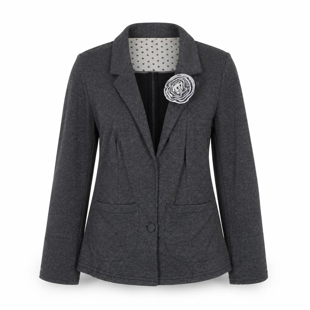 Front view of Denim Co Women's Grey Blazer UK 8 Regular Fit One-Button Jacket