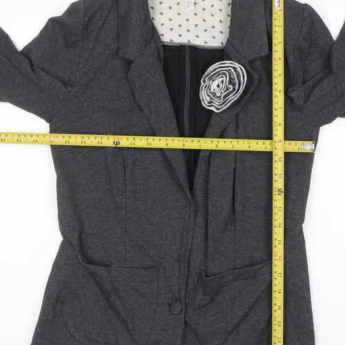Denim Co Women's Grey Blazer UK 8 Regular Fit One-Button Jacket