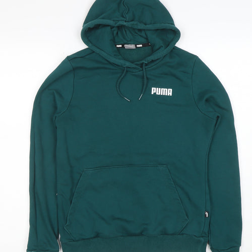 Puma Womens Green Pullover Hoodie M Cotton Blend Casual Sportswear