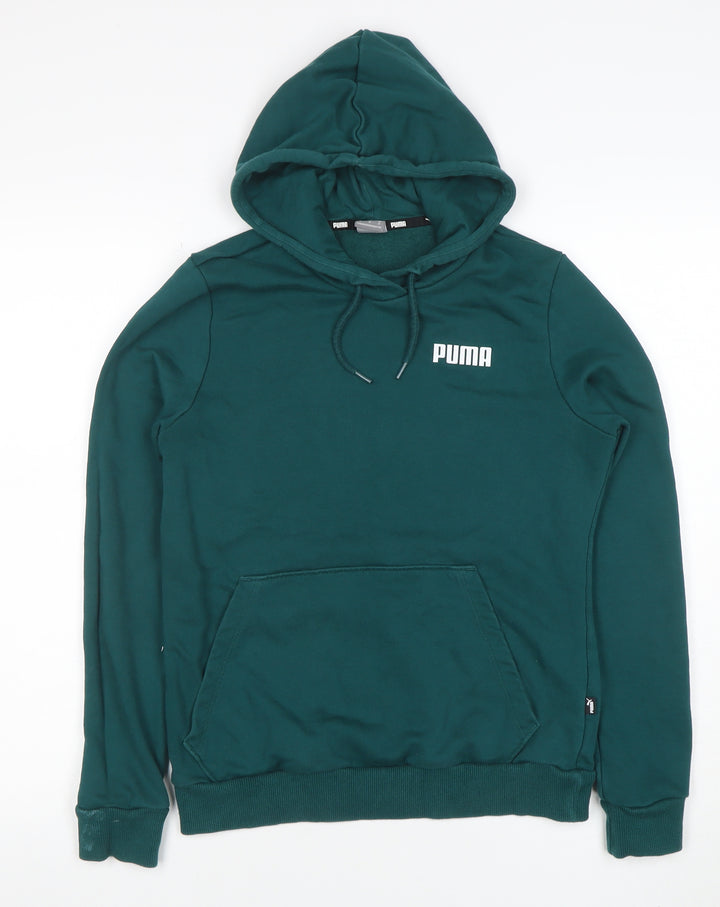 Puma Womens Green Pullover Hoodie M Cotton Blend Casual Sportswear