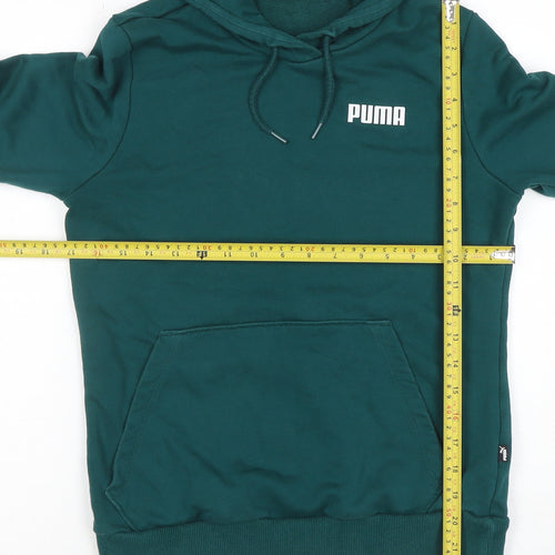 Puma Womens Green Pullover Hoodie M Cotton Blend Casual Sportswear