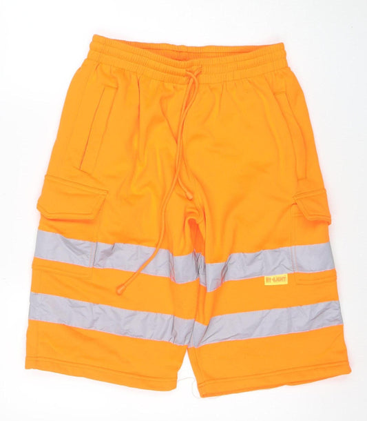 Hi Light Men's Orange Cargo Workwear Reflective Shorts Size M